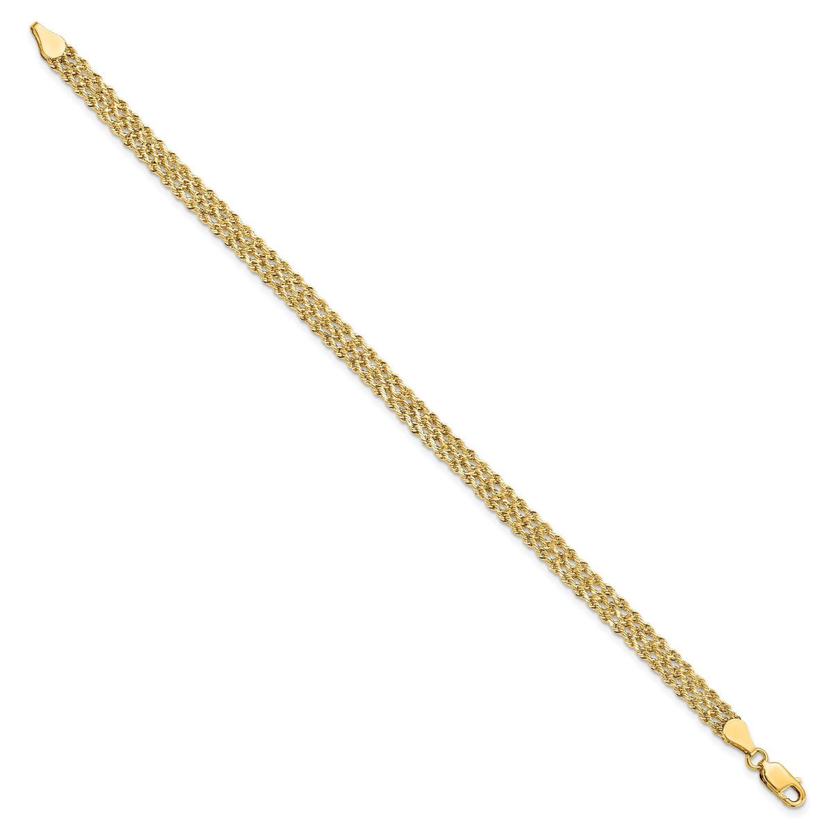 Diamond-Cut Triple Rope Chain Bracelet in 10K Yellow Gold, 7 Inch - Sophia Jewelers