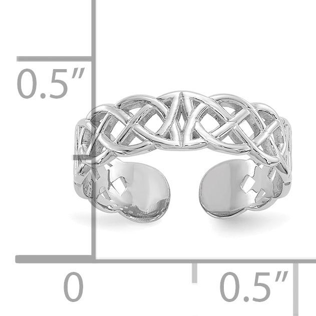 10K White Gold Polished w/ Design Toe Ring