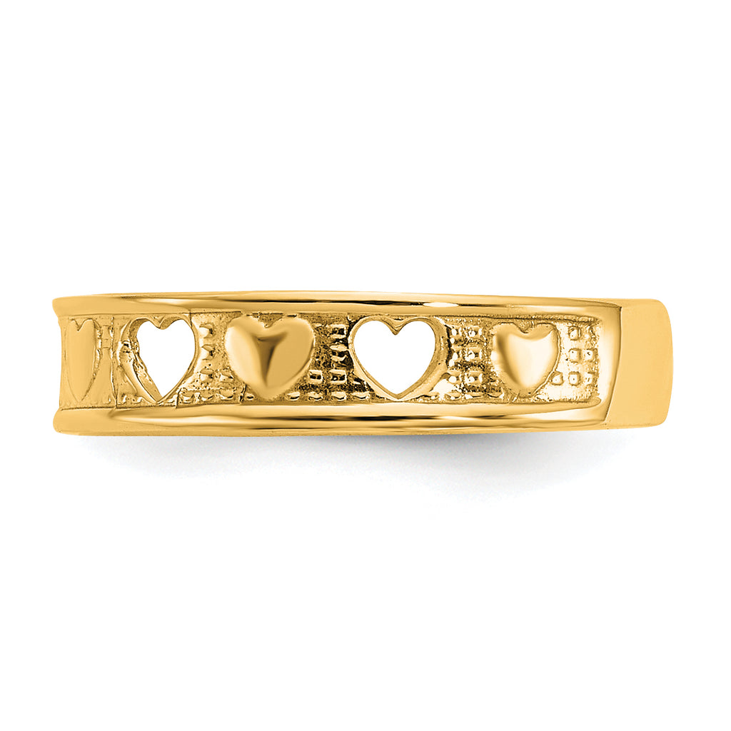 10k Polished w/ Hearts Toe Ring