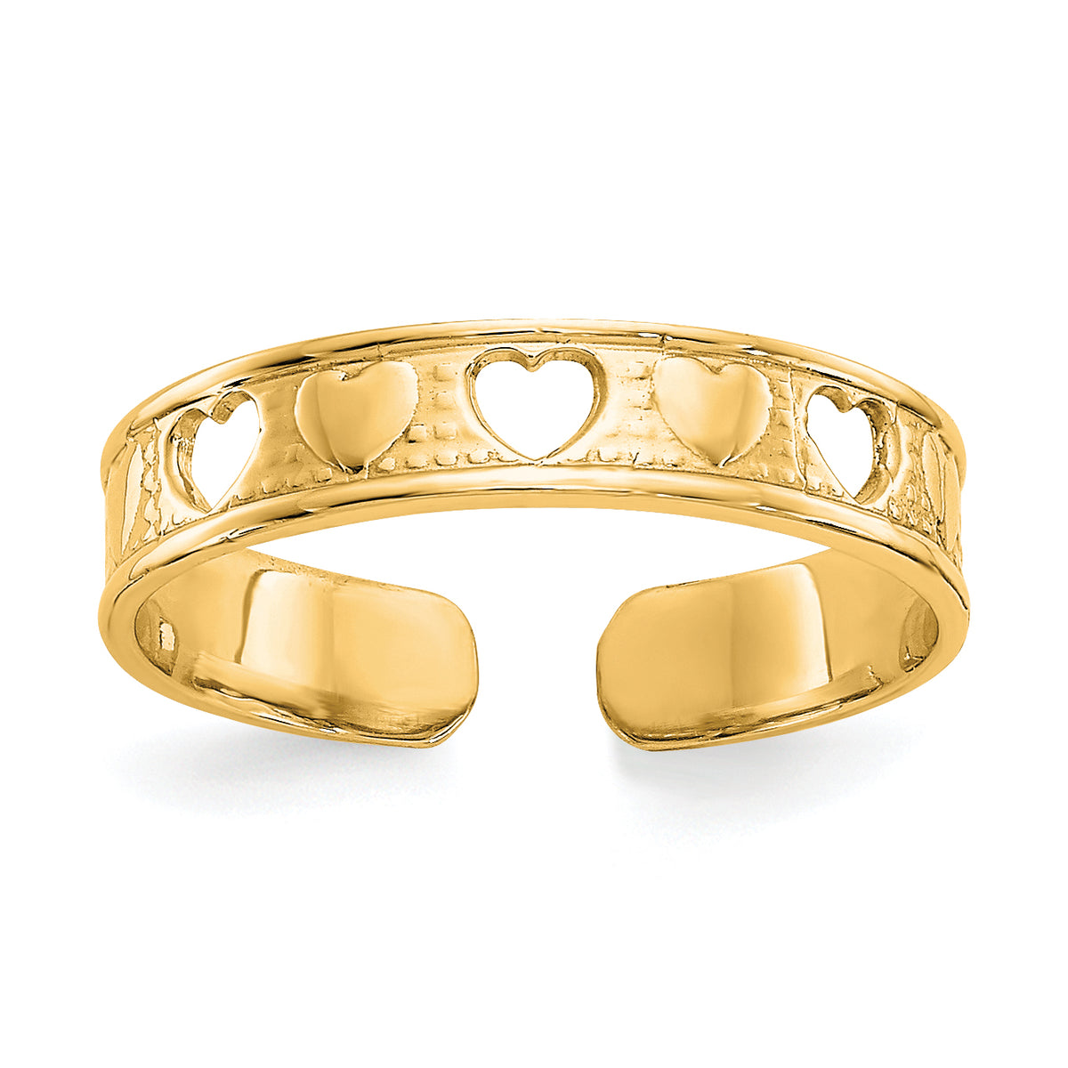 10k Polished w/ Hearts Toe Ring