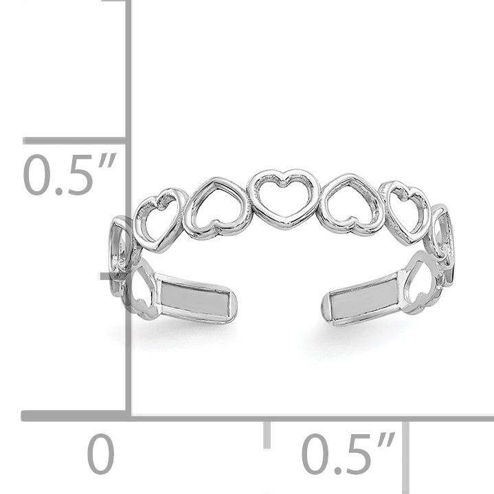 10k White Gold Polished Cut Out Hearts Toe Ring Secondary image