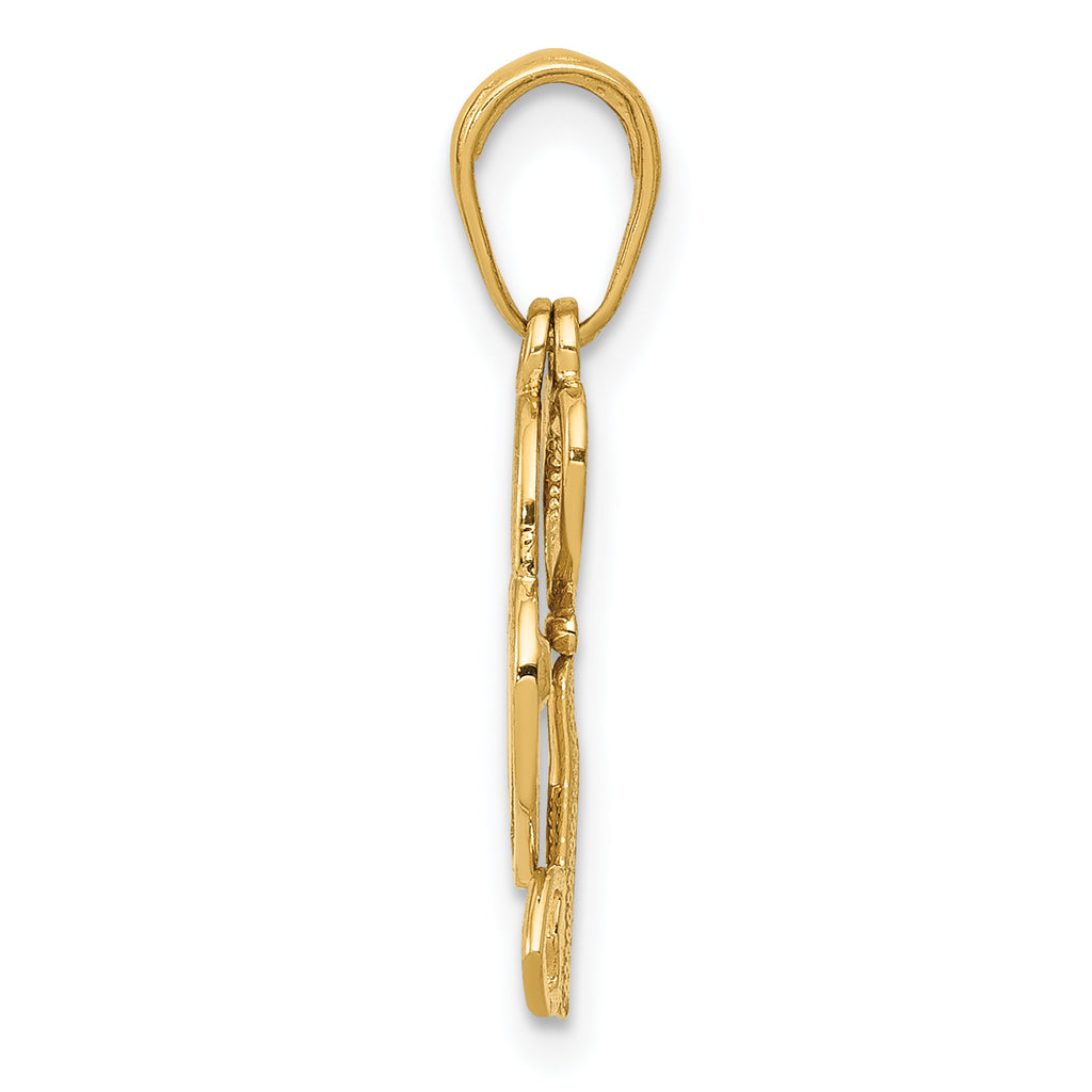 10K None Polished Heart Key and Heart Lock Charm - view 2