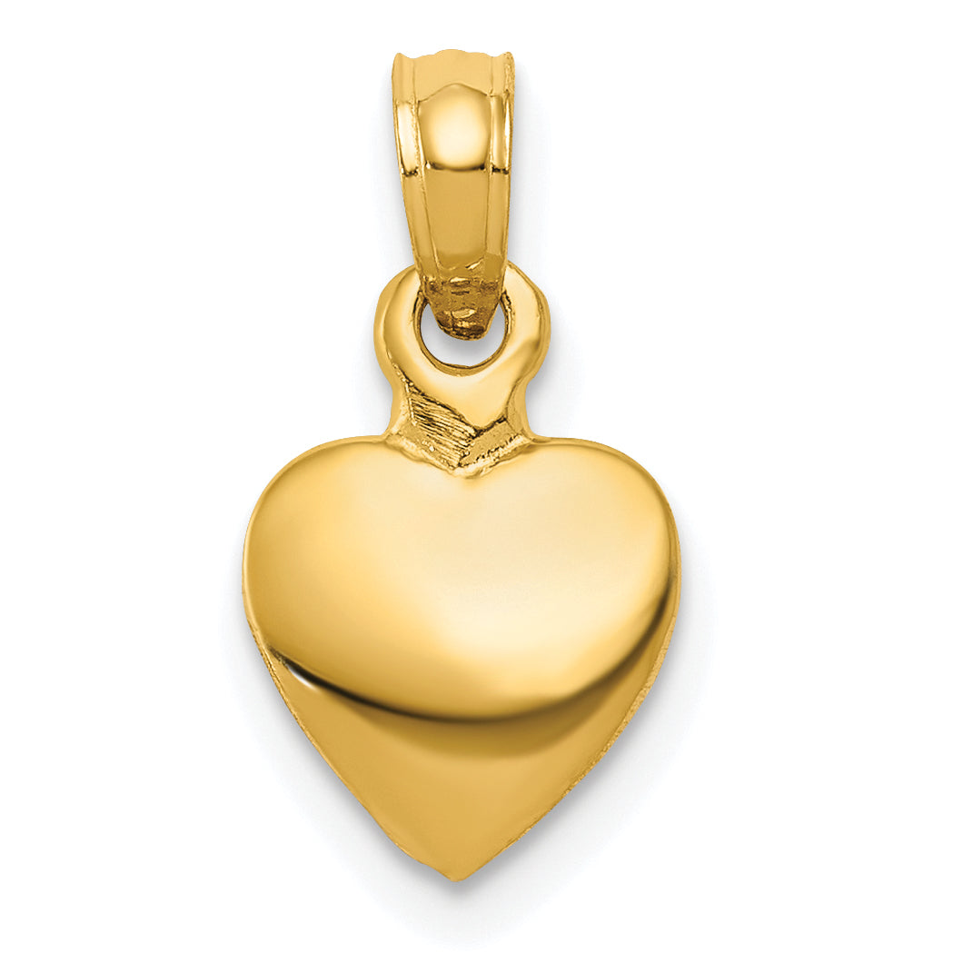 10K Polished Solid 3D Heart Pendant Main image