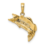 10K Gold Polished & Textured Bass Fish Pendant