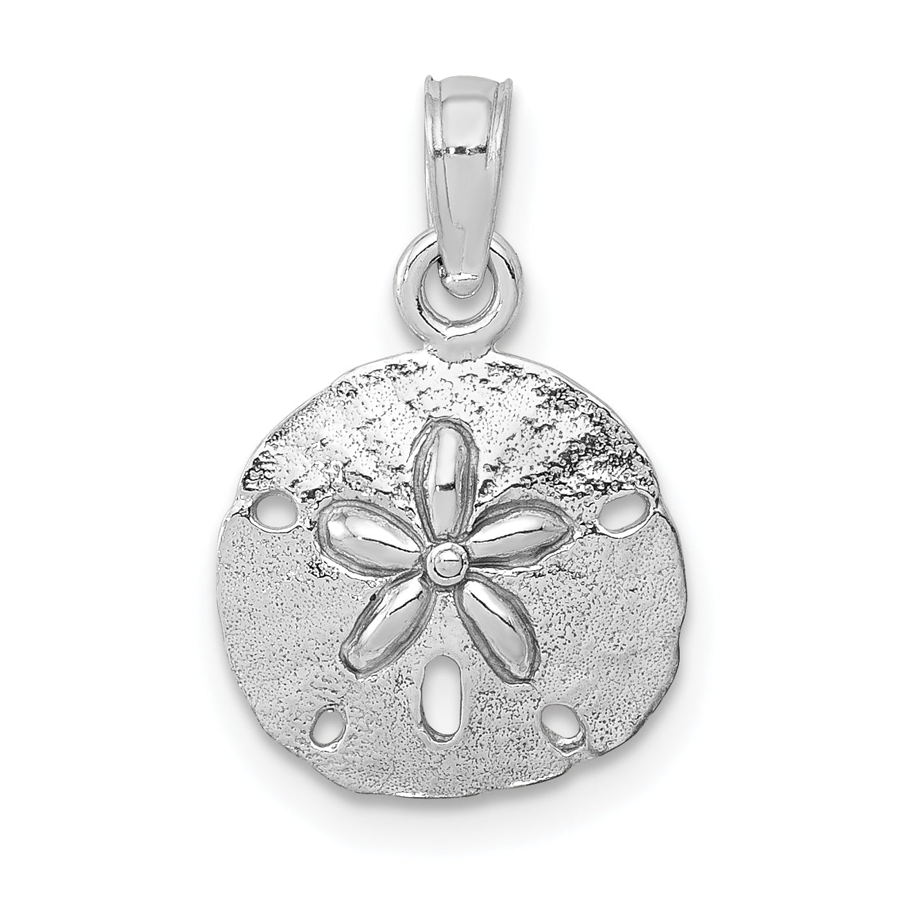 10K White Gold Polished Sand Dollar Pendant Main image