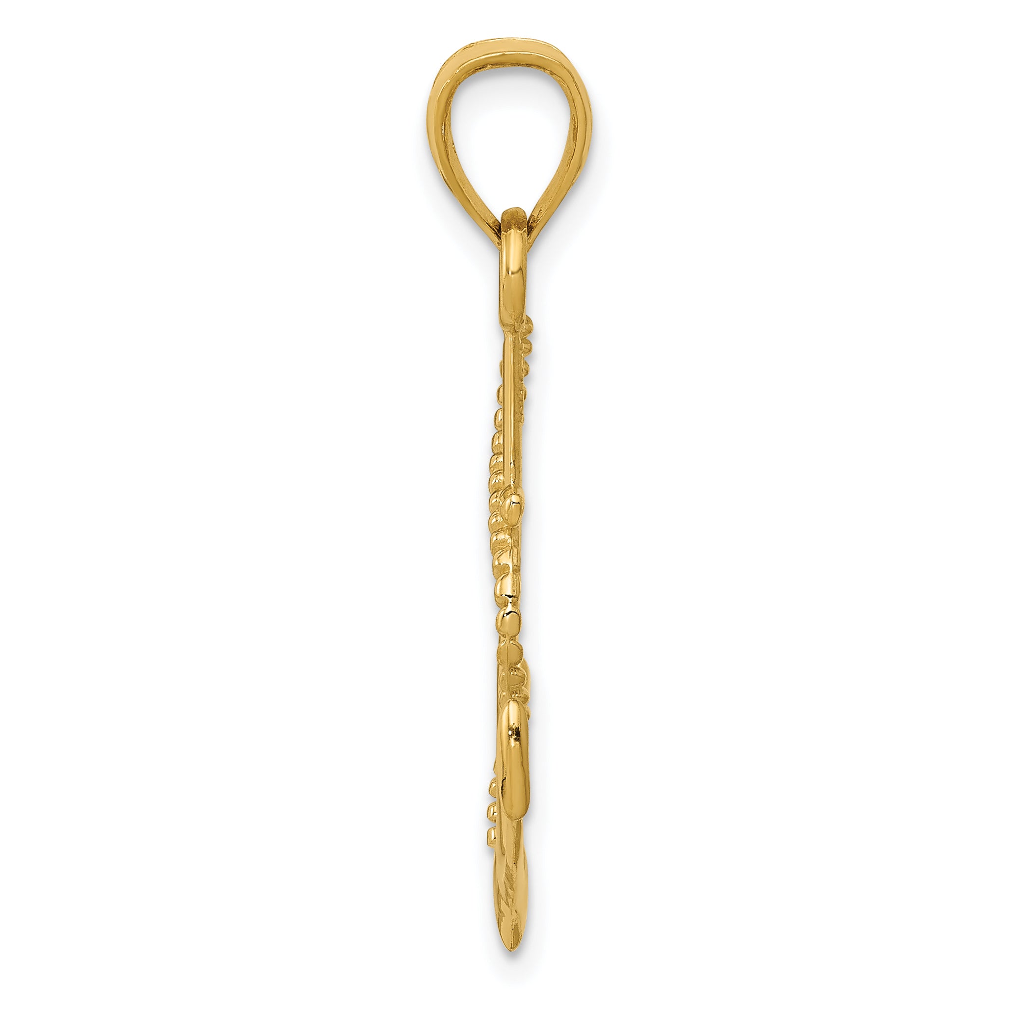 10K Gold Polished Anchor W/Rope Pendant Secondary image
