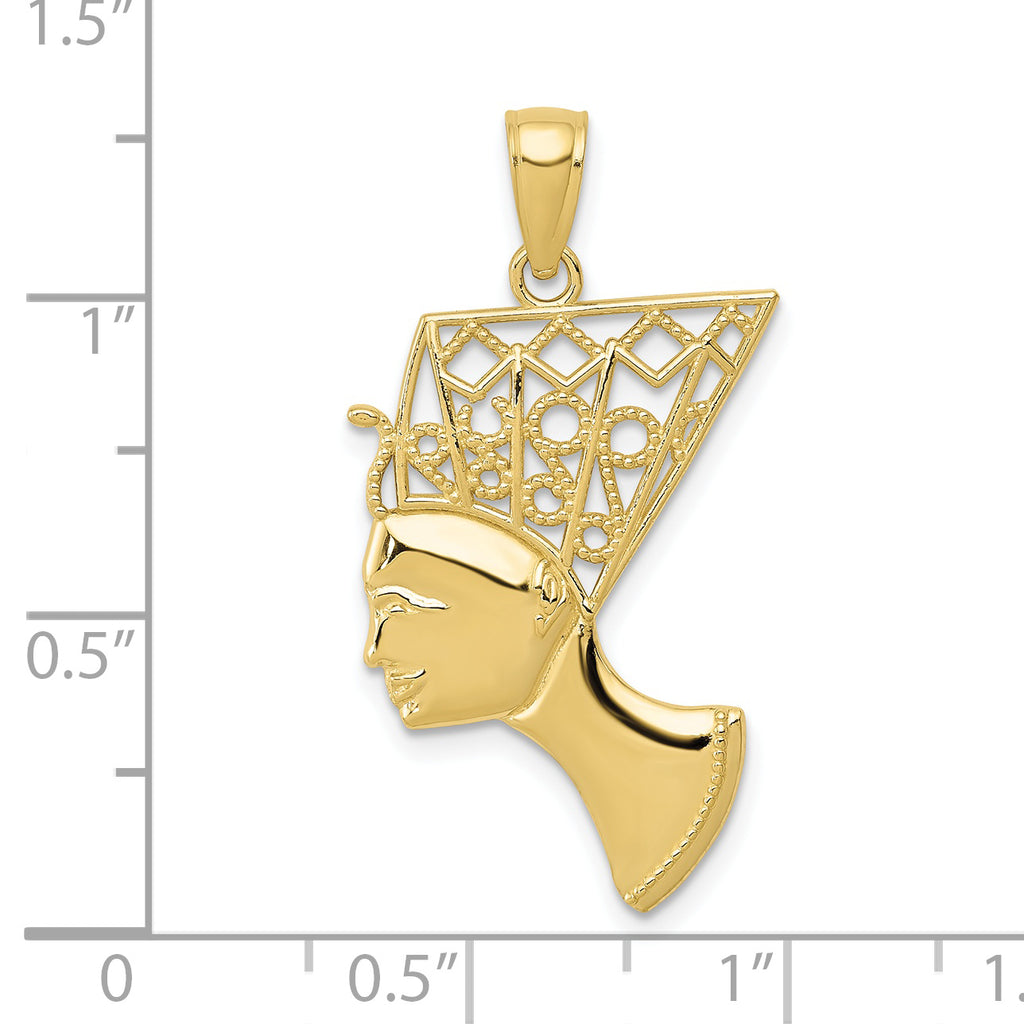 10K None Nefertiti with Filigree Crown Pendant - view 4