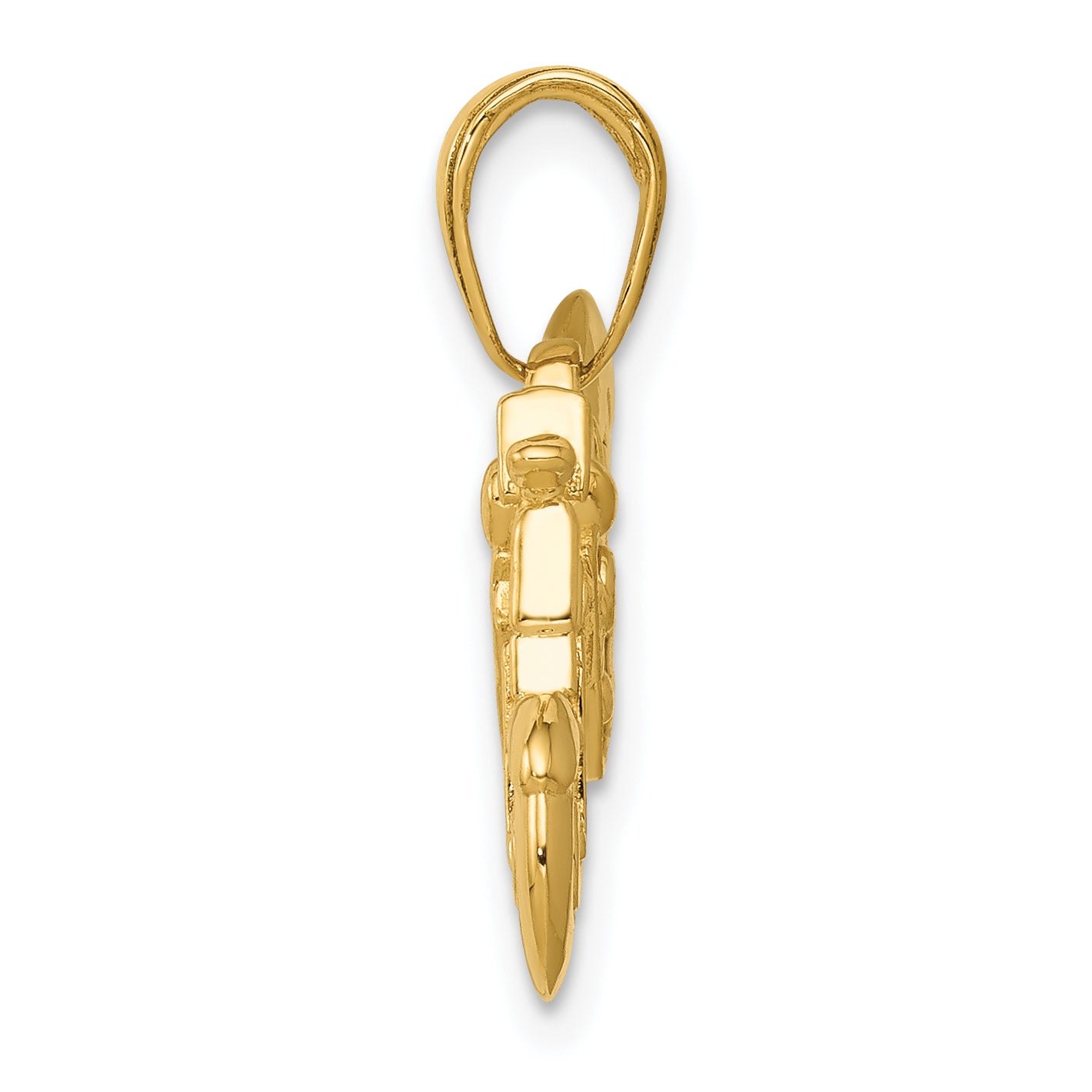 10K Gold Polished Textured 3-D Motorcycle Pendant