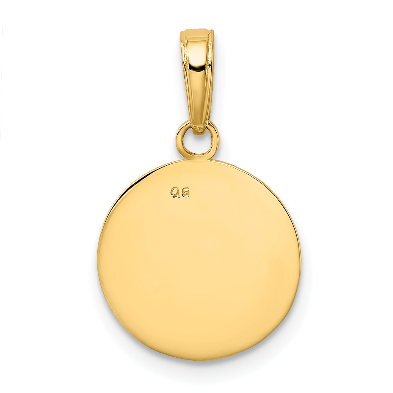 10K Gold Polished Baseball Closed Back Pendant