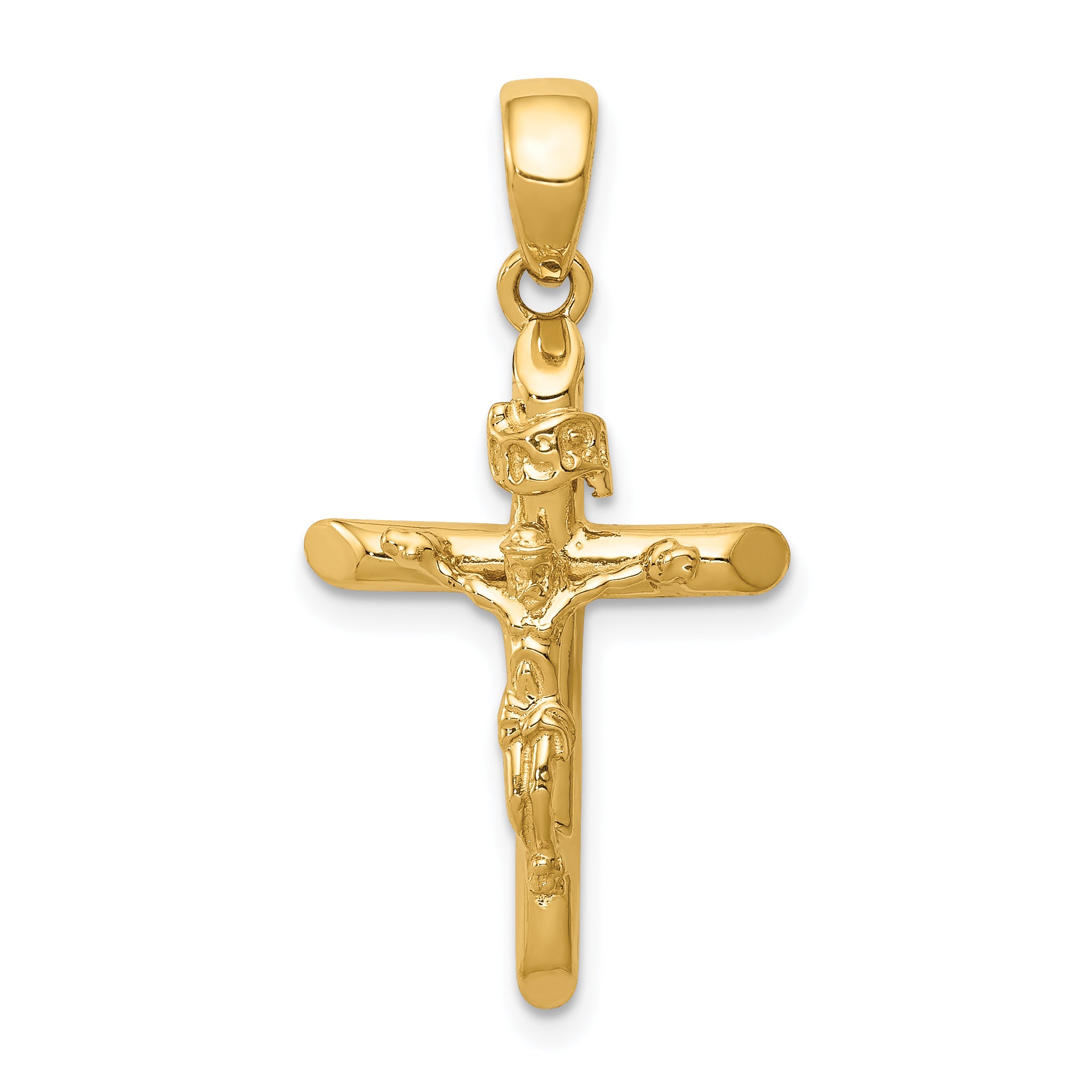 10K Gold Polished 2-D Crucifix with Jesus on Cross Pendant Main image