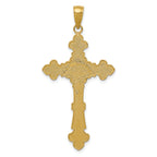 10K Polished Textured INRI Crucifix Fleur de Lis Pendant