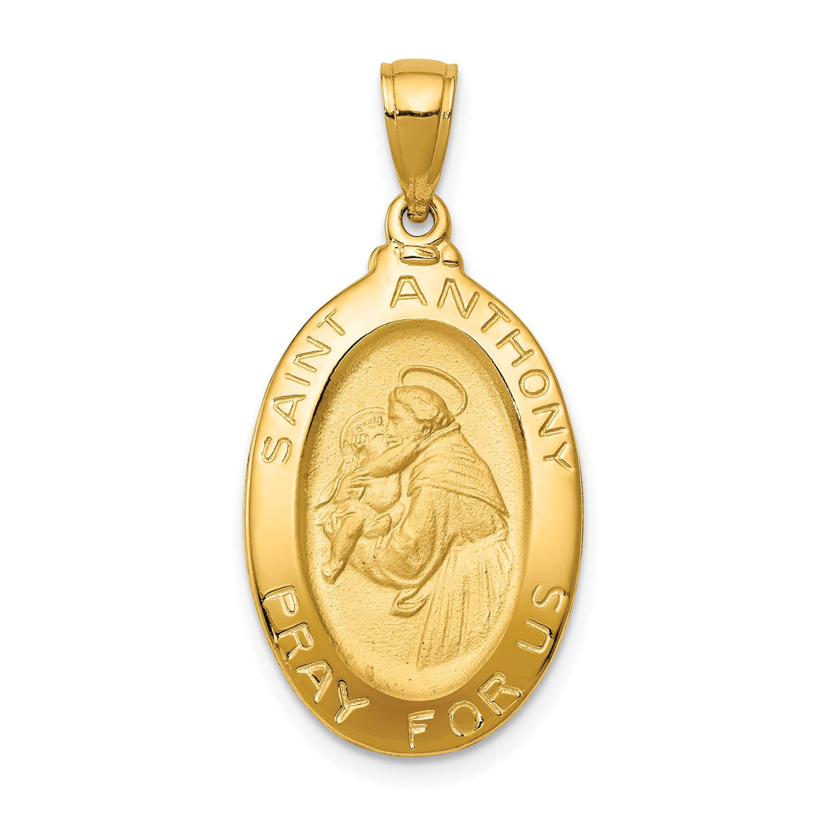 Saint Anthony Oval Medal Pendant in 10K Yellow Gold, 31mm - Sophia Jewelers Main image