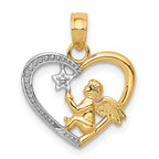 10K w/Rhodium Angel in Heart w/ Star Pendant