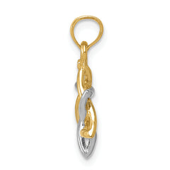 10K Two-tone Polished Star of David Pendant