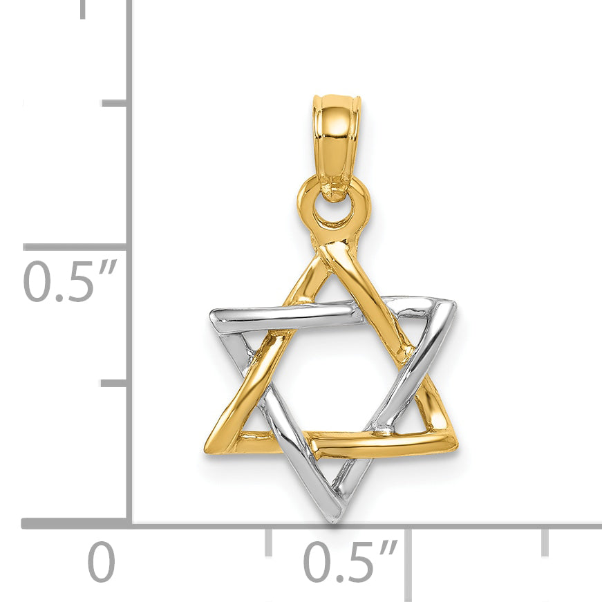 10K Two-Tone Gold Two-tone Polished Star of David Pendant - view 3