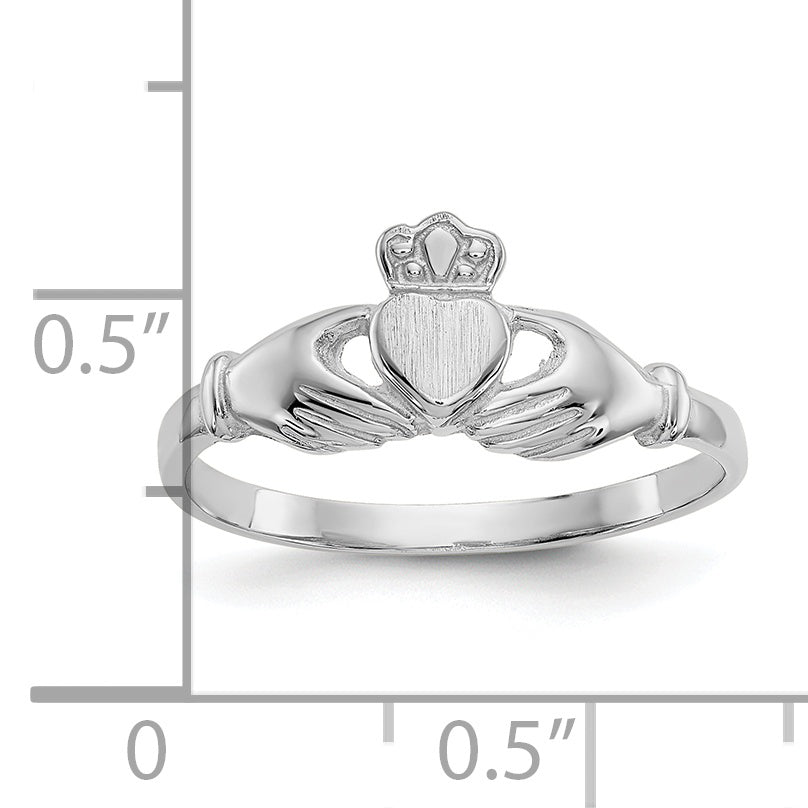 10k White Gold Polished & Satin Claddagh Ring Secondary image