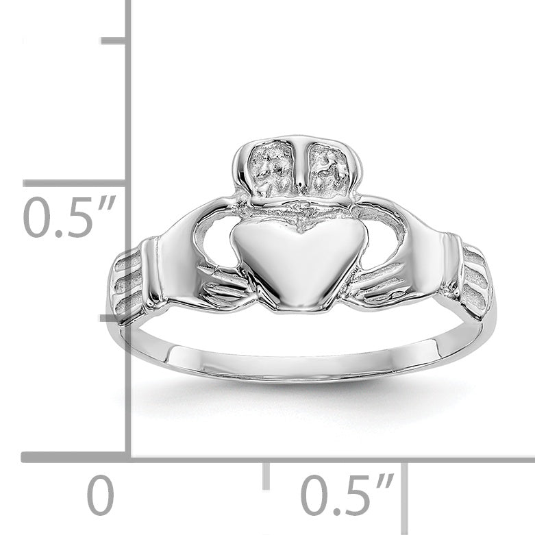 10k White Gold Polished Claddagh Ring Secondary image