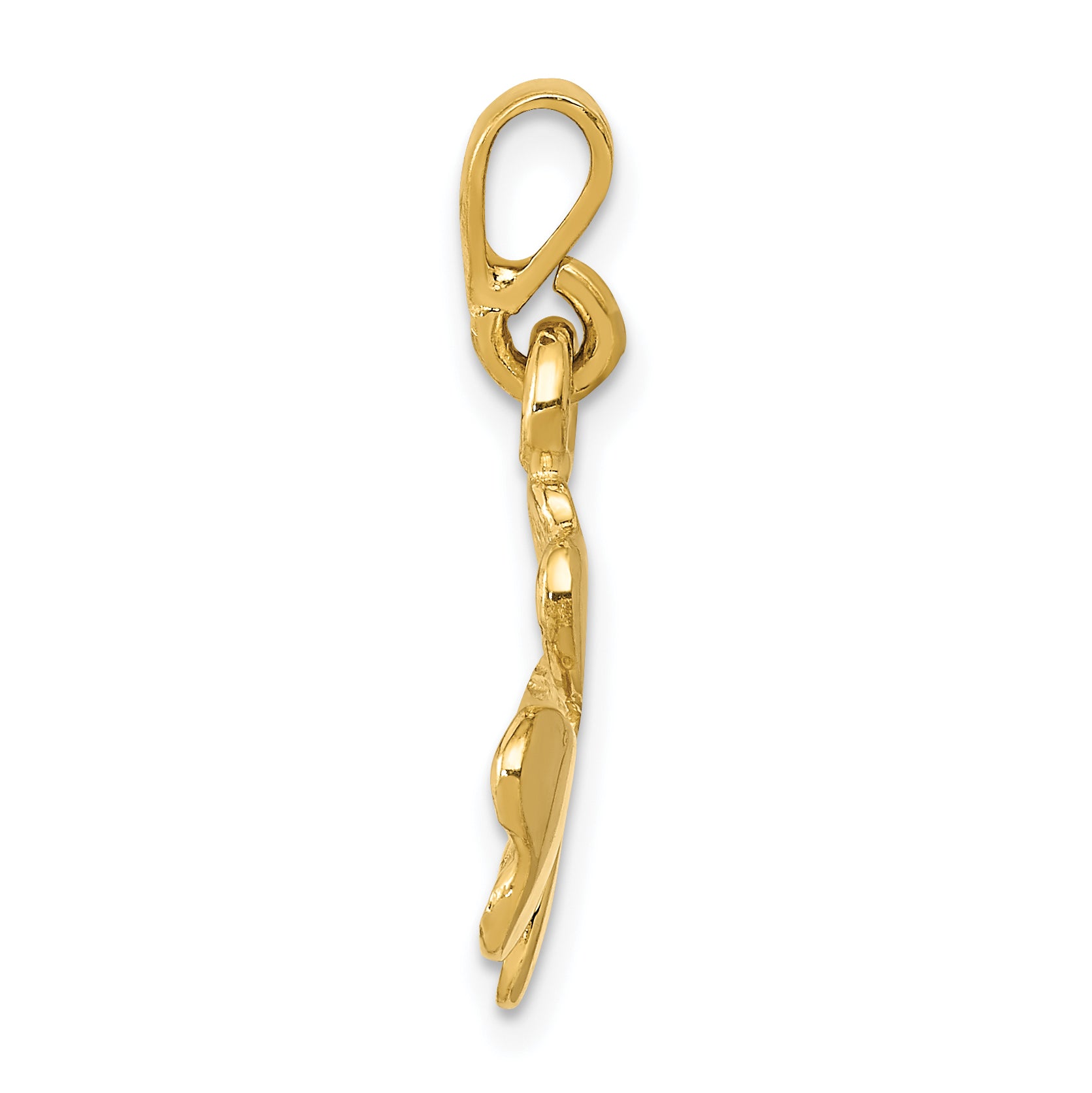 10k Gold Polished & Textured Four Leaf Clover Pendant Secondary image