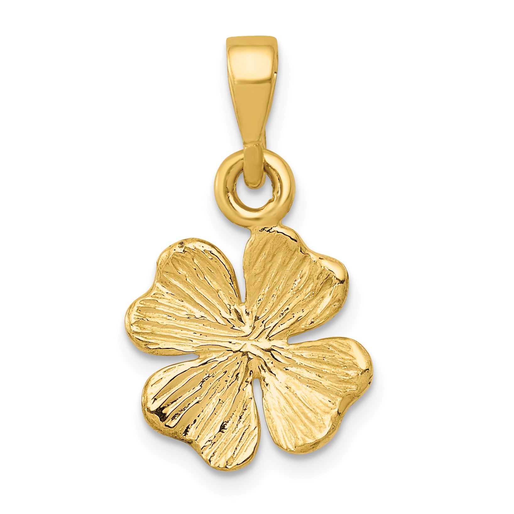 10k Gold Polished & Textured Four Leaf Clover Pendant Main image