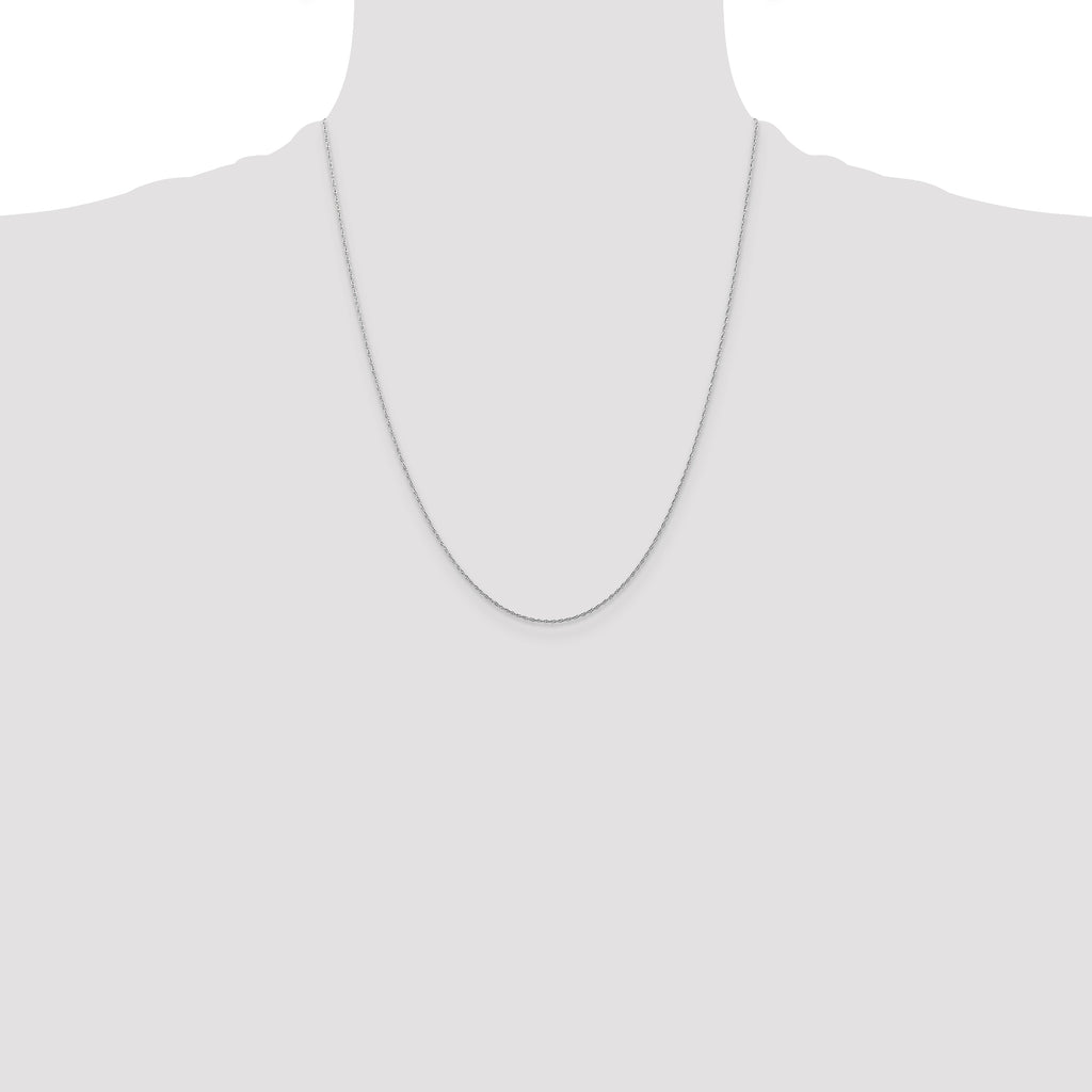 10K White Gold 0.5mm Cable Chain Necklace - view 4