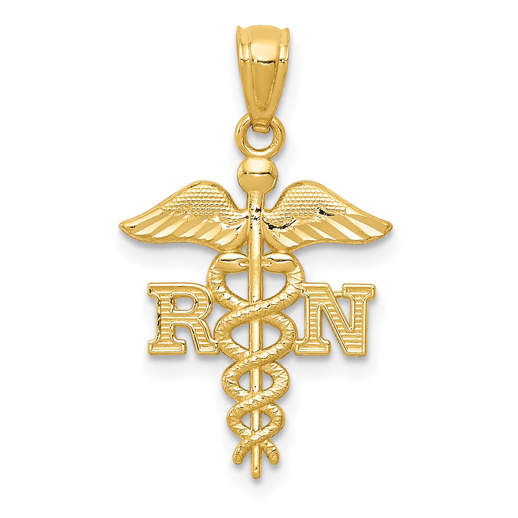 10k Diamond-cut Polished RN Nurse Pendant Main image