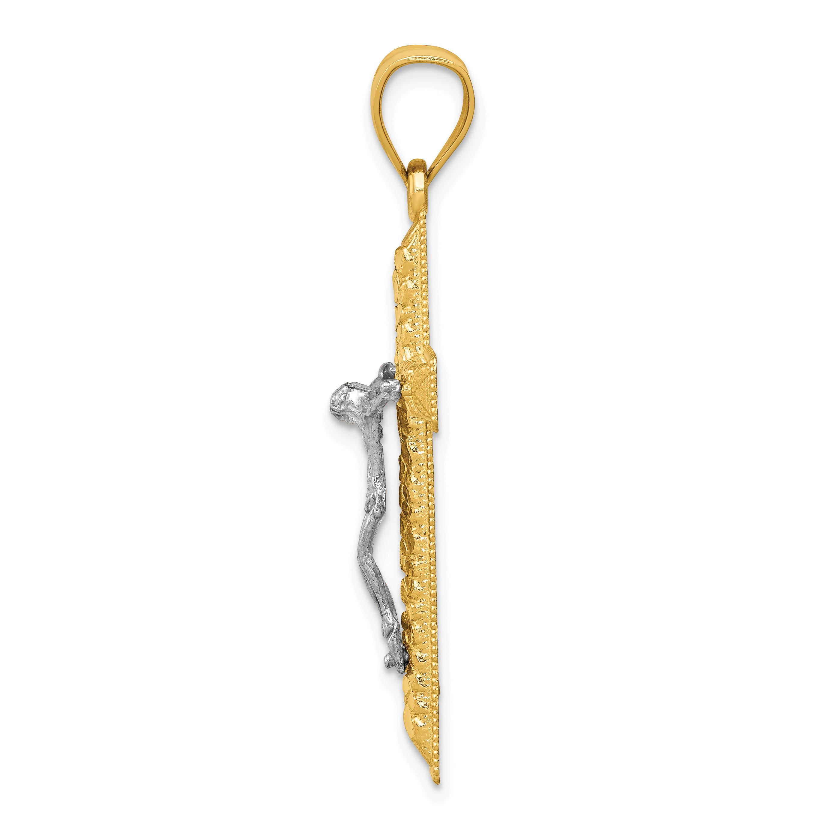10k Two-tone Diamond Cut Crucifix Pendant Secondary image