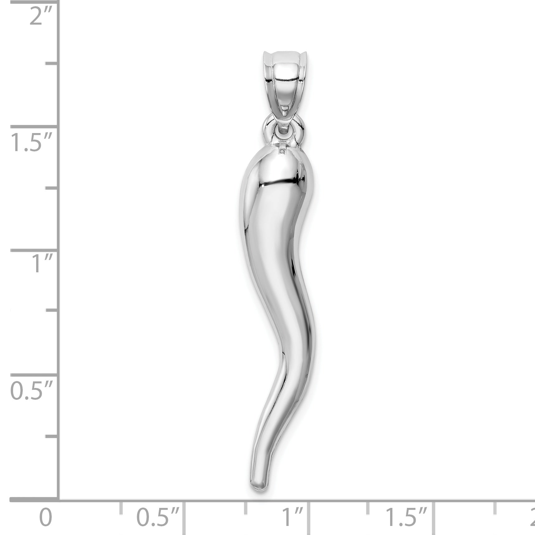 10k White Gold Hollow Italian Horn Pendant Secondary image