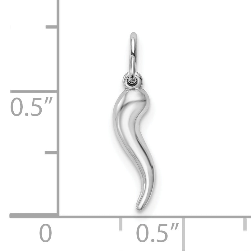 10k White Gold Hollow Italian Horn Pendant Secondary image