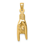 10K 3D Hollow Rock On Sign Charm