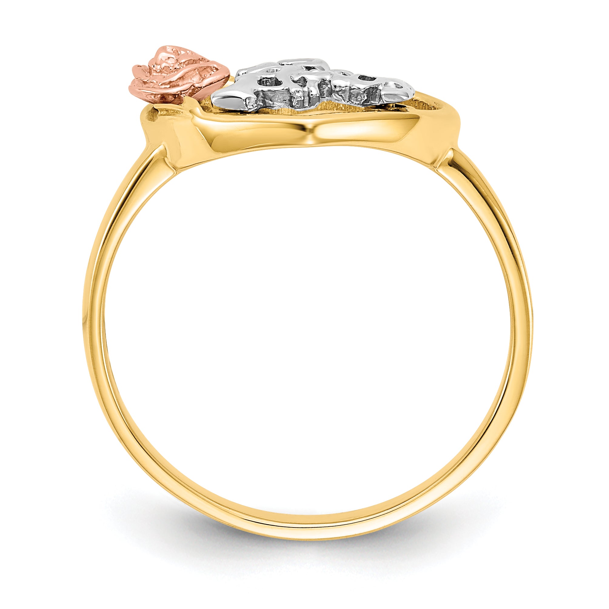 10K Two-tone & Rhodium 15 Anos Ring