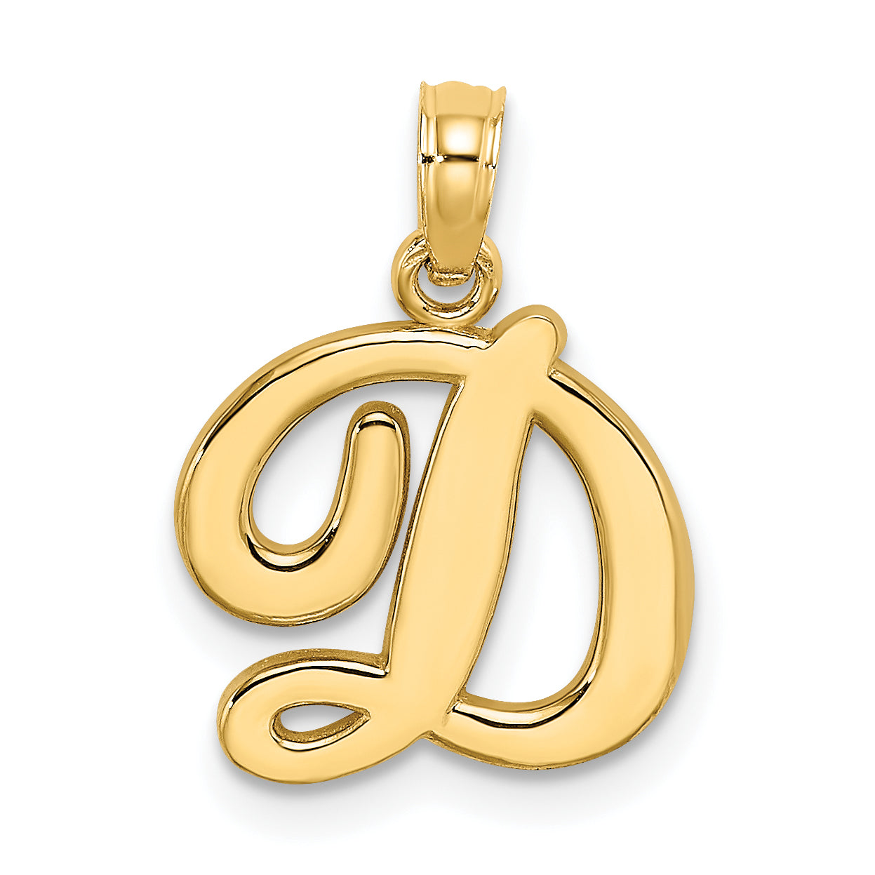 10K Polished D Script Initial Charm Main image