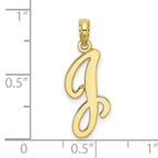 10K Polished J Script Initial Charm