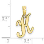 10K Polished K Script Initial Charm