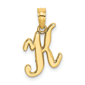 Script Initial Charm in 10K Yellow Gold, 20mm - Sophia Jewelers