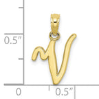 10K Polished V Script Initial Charm