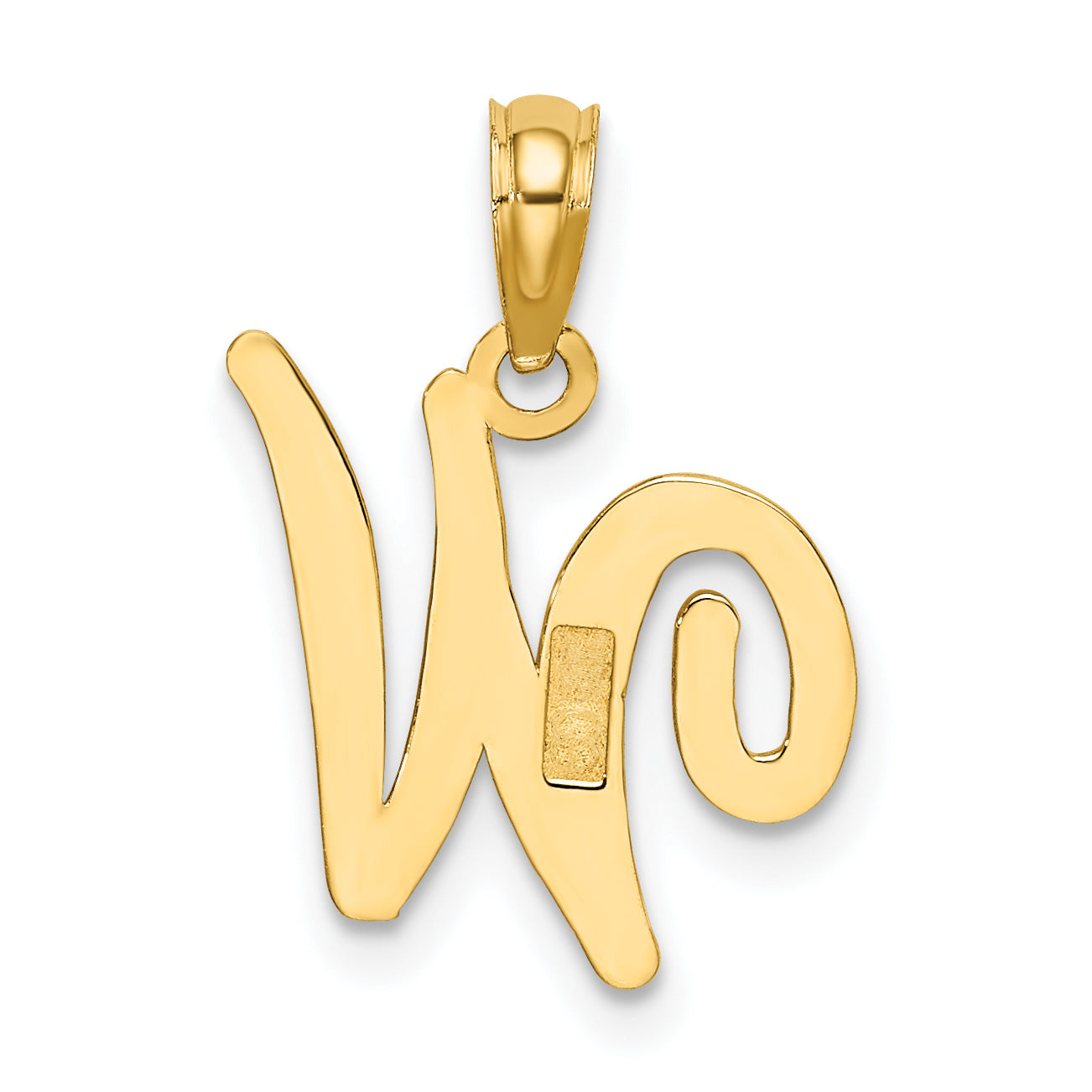 10K Polished W Script Initial Charm