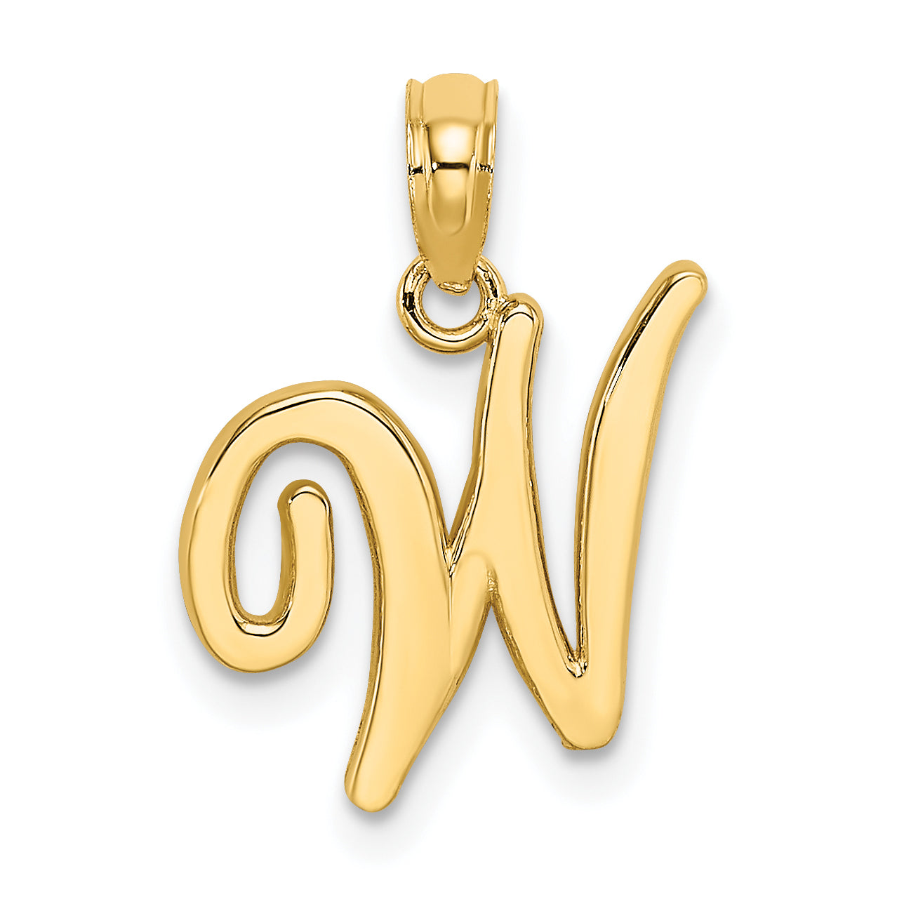 10K Polished W Script Initial Charm Main image