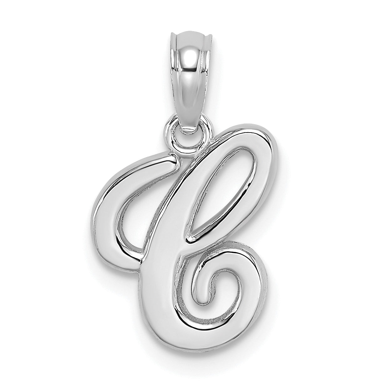 10K White Gold Polished C Script Initial Charm Main image
