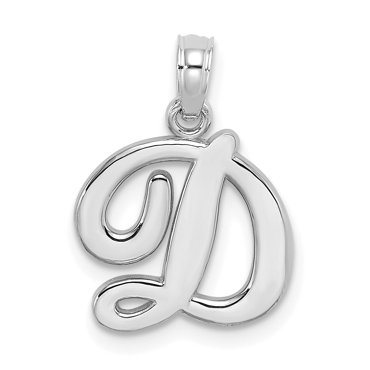 10K White Gold Polished D Script Initial Charm Main image