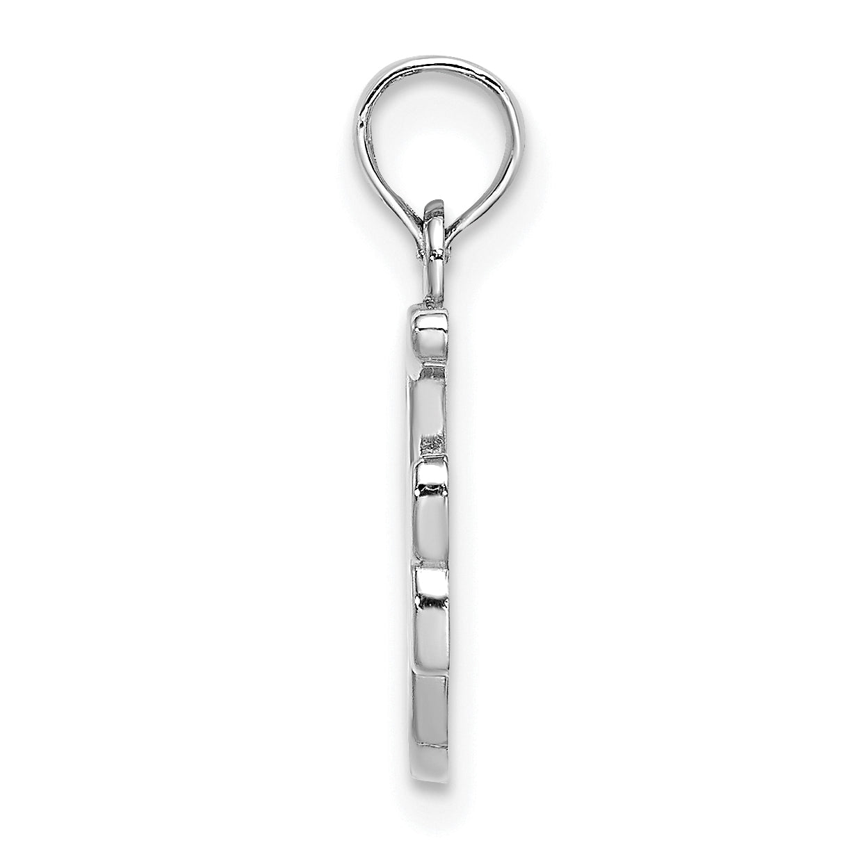 10K White Gold Polished F Script Initial Charm