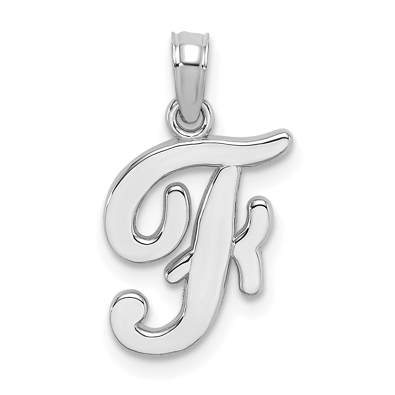 10K White Gold Polished F Script Initial Charm Main image