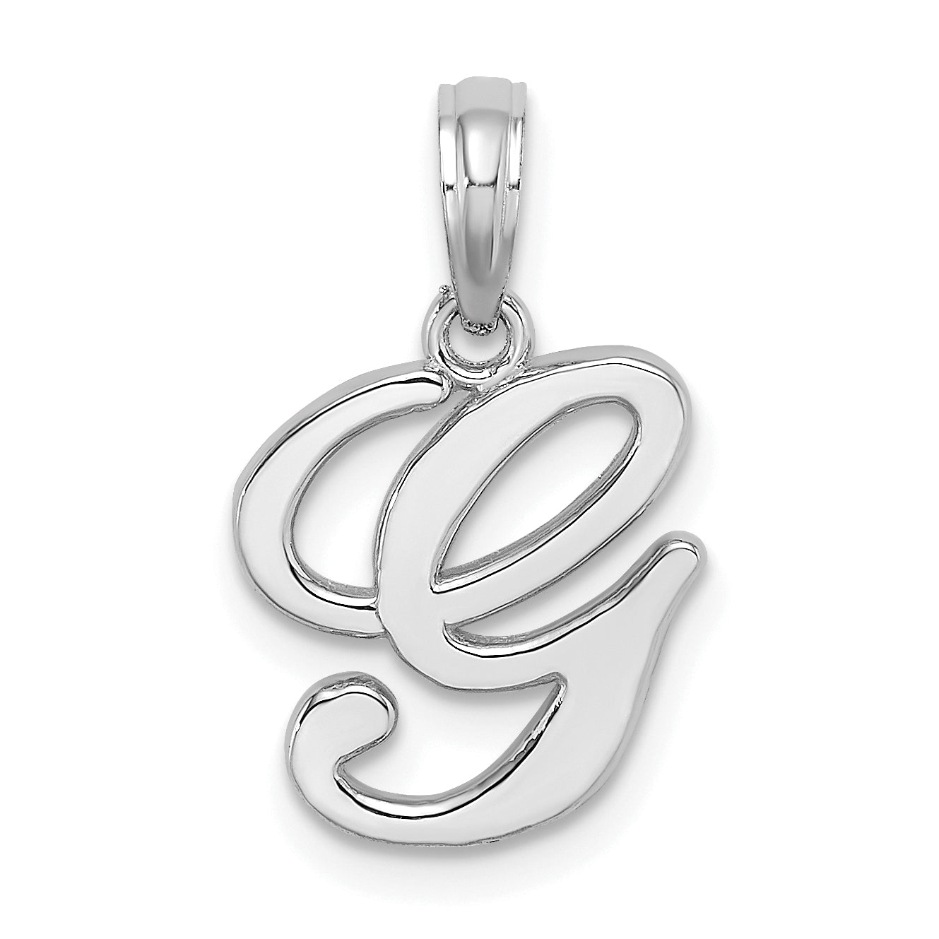 10K White Gold Polished G Script Initial Charm
