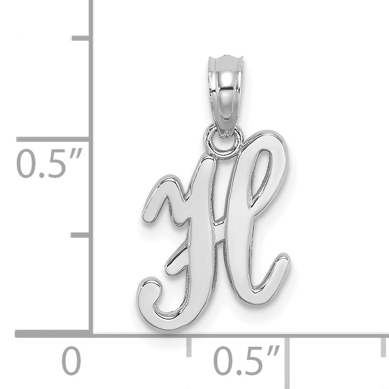 10K White Gold Polished H Script Initial Charm