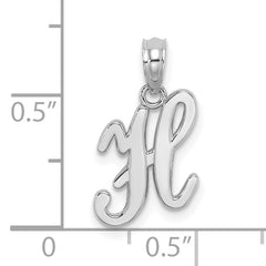 10K White Gold Polished H Script Initial Charm