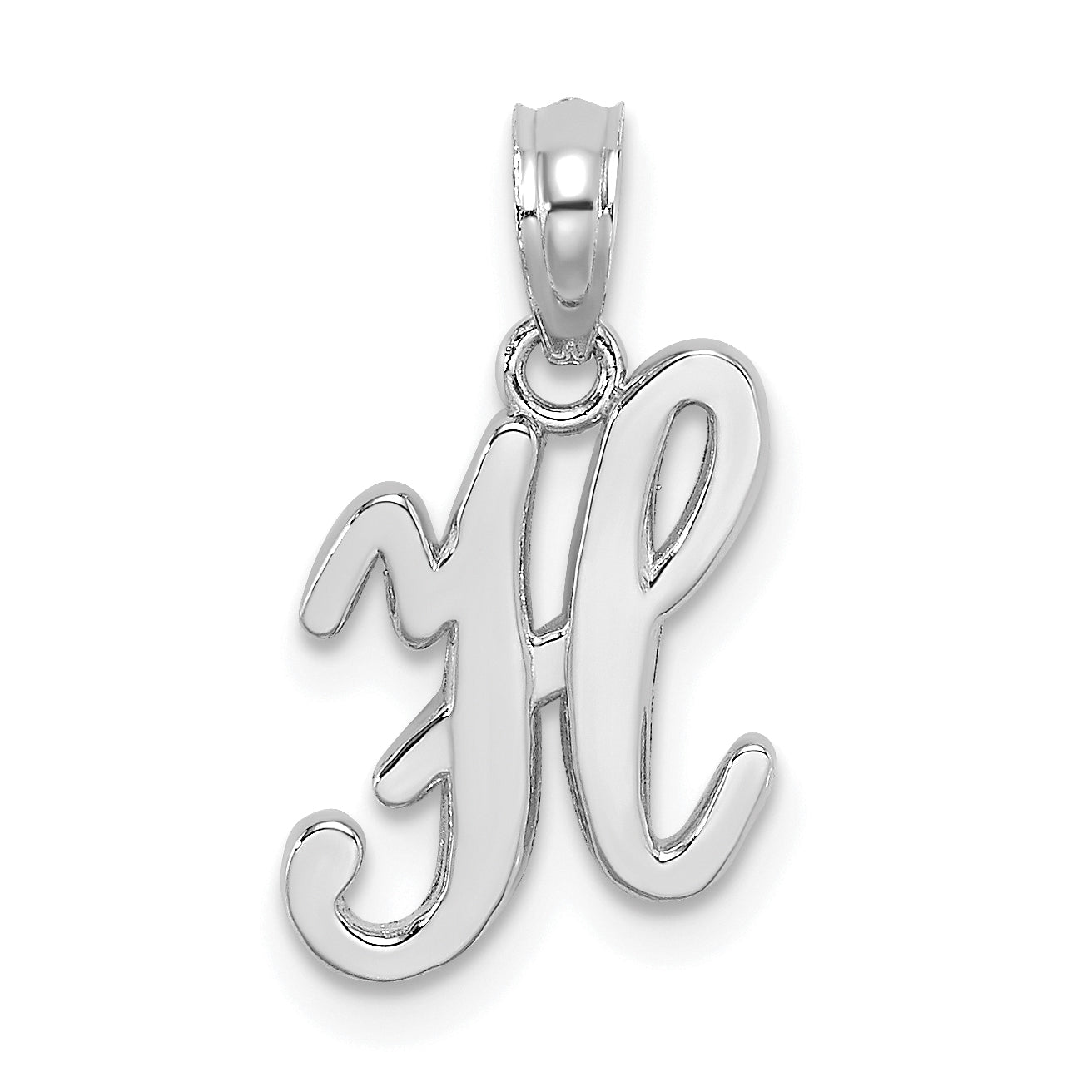 10K White Gold Polished H Script Initial Charm Main image