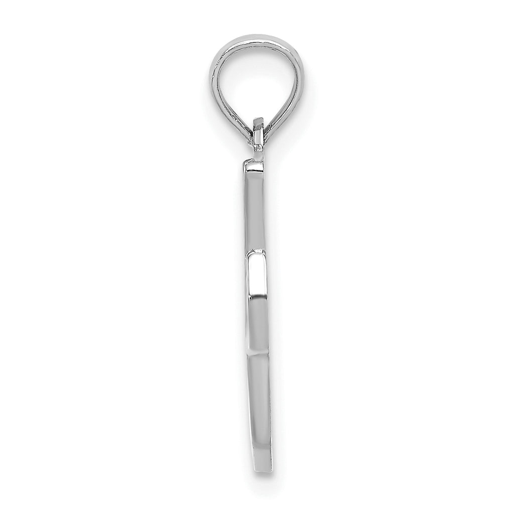 10K White Gold Polished I Script Initial Charm
