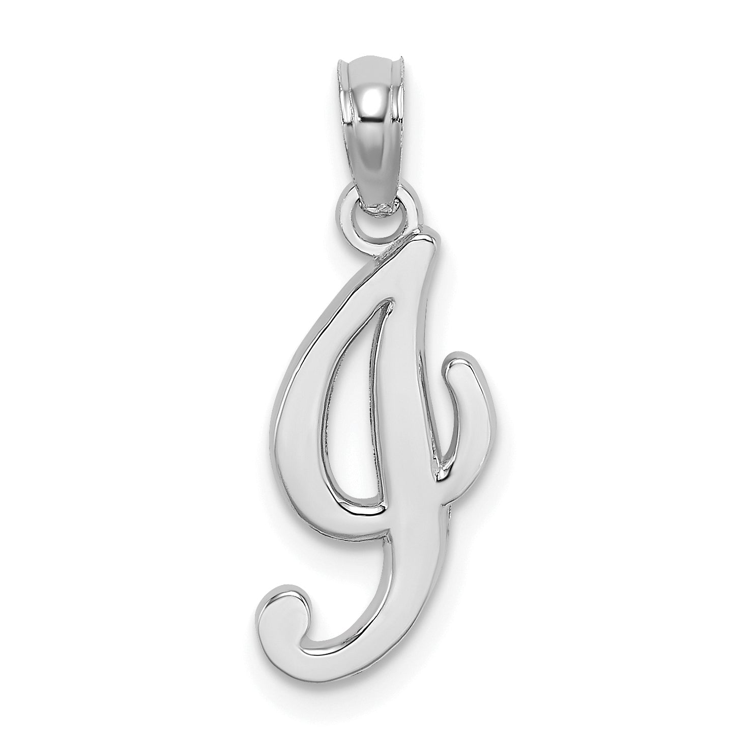 10K White Gold Polished I Script Initial Charm Main image
