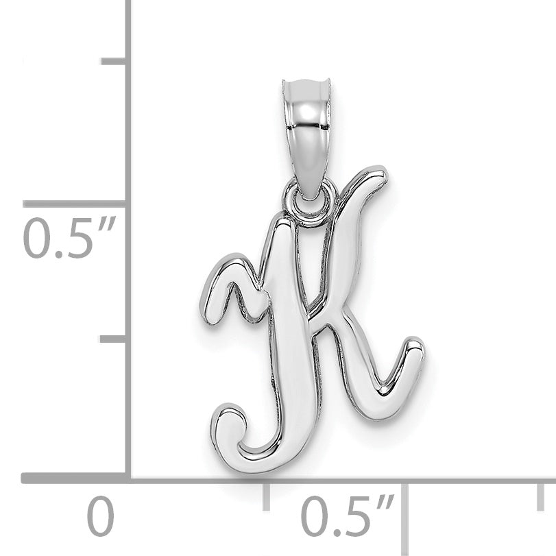10K White Gold Polished K Script Initial Charm