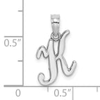 10K White Gold Polished K Script Initial Charm