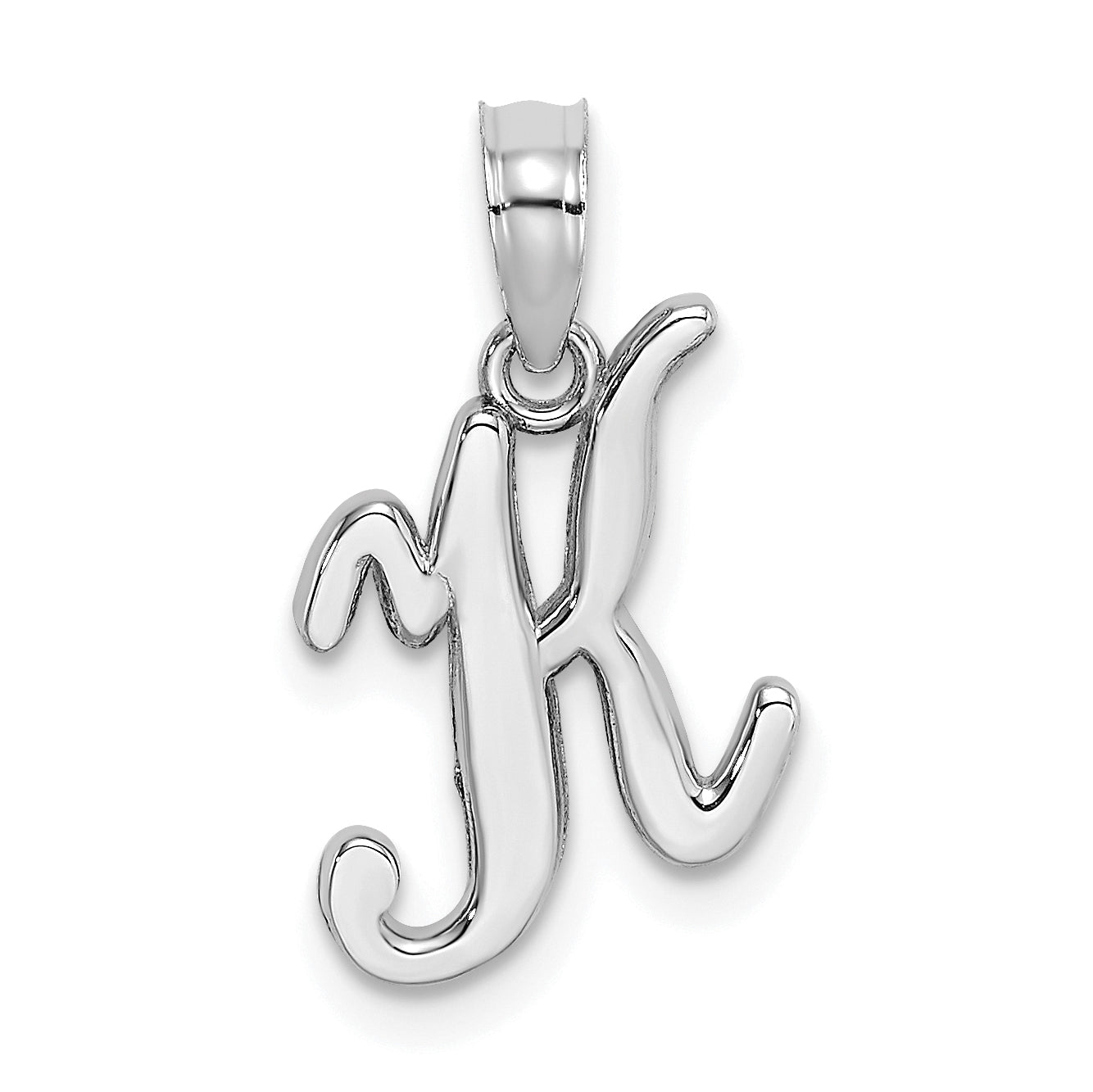 10K White Gold Polished K Script Initial Charm Main image